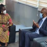 Minister for Communications Hon. Ursula Owusu- Ekuful and MTN Group President & Chief Executive Officer Ralph Mupita during a meeting at the Ministers office