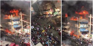 Fire Sweeps Through Shopping Complex At Makola
