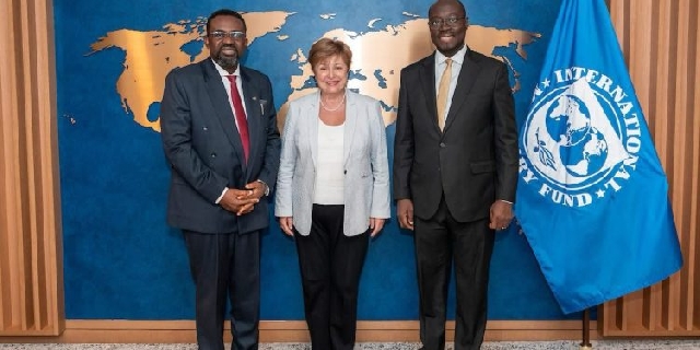 Dr. Johnson Asiama, Kristalina Georgieva and Ato Forson at the IMF